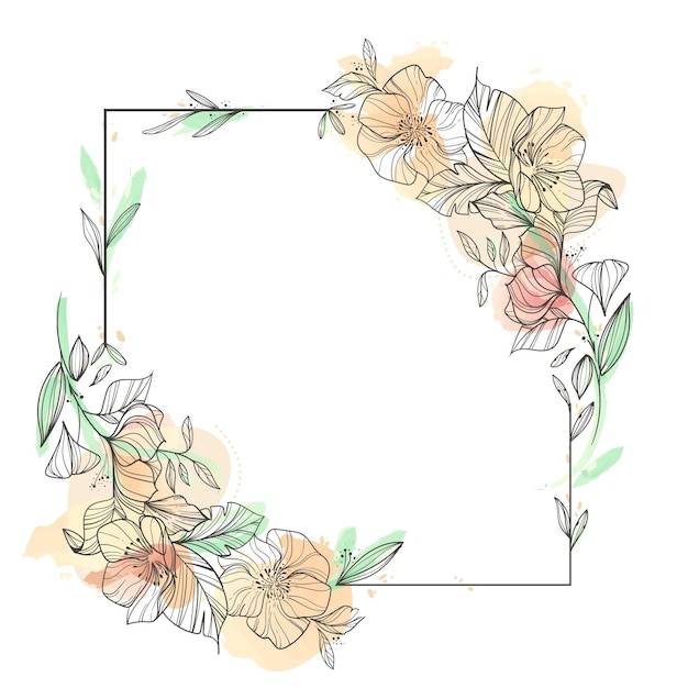 Free Vector watercolor floral frame