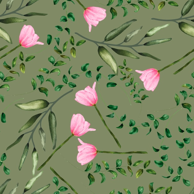 Free vector watercolor floral hand drawing seamless pattern