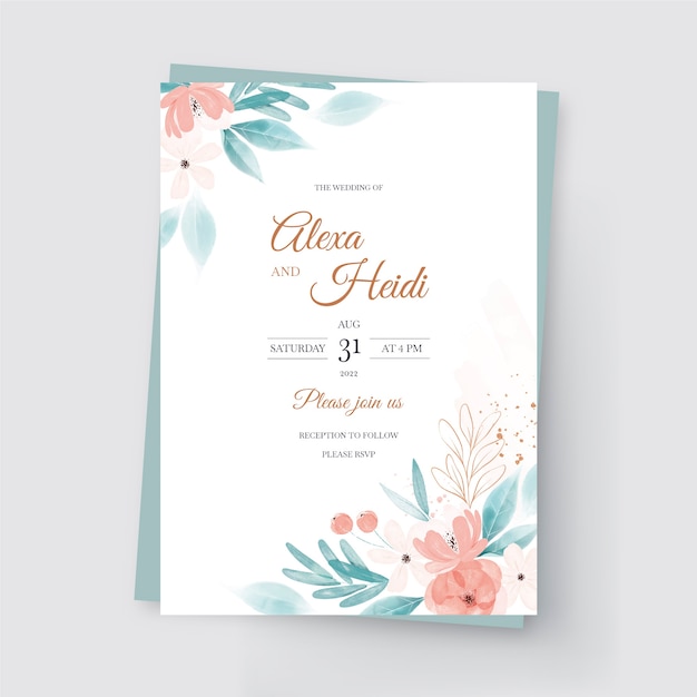 Watercolor floral menu template