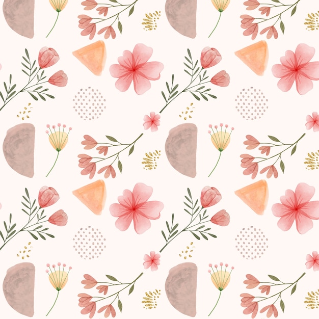 Watercolor floral motif colorful pattern