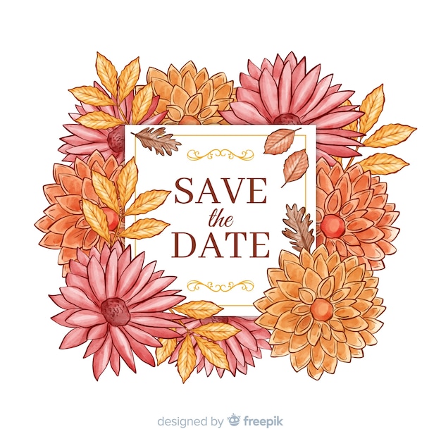 Free Vector watercolor floral save the date