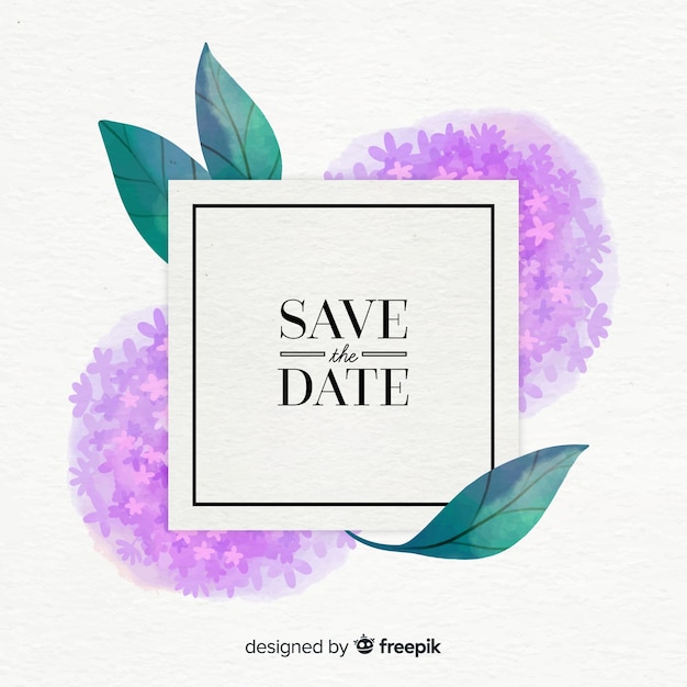 Free Vector watercolor floral save the date