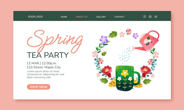 Free Vector watercolor floral spring landing page template