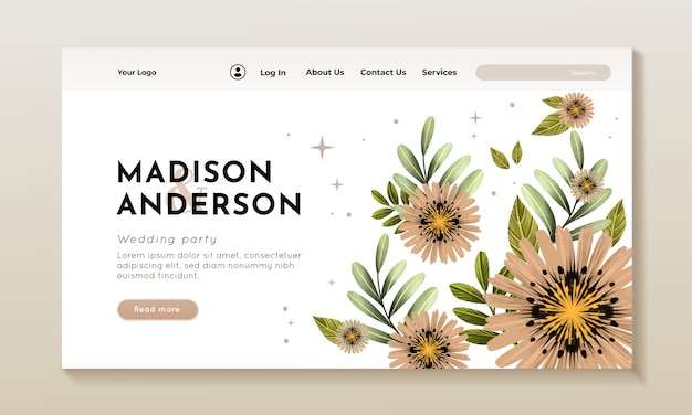 Free Vector watercolor floral wedding celebration landing page