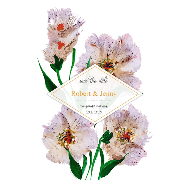 Free Vector watercolor floral wedding frame invitation card