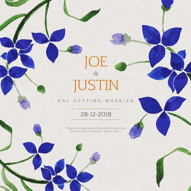 Free Vector watercolor floral wedding invitation card