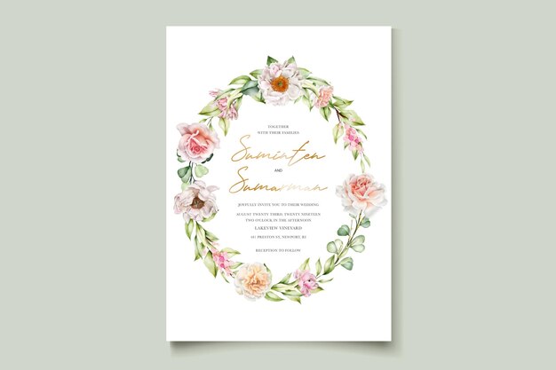 Free Vector watercolor floral wedding invitation card