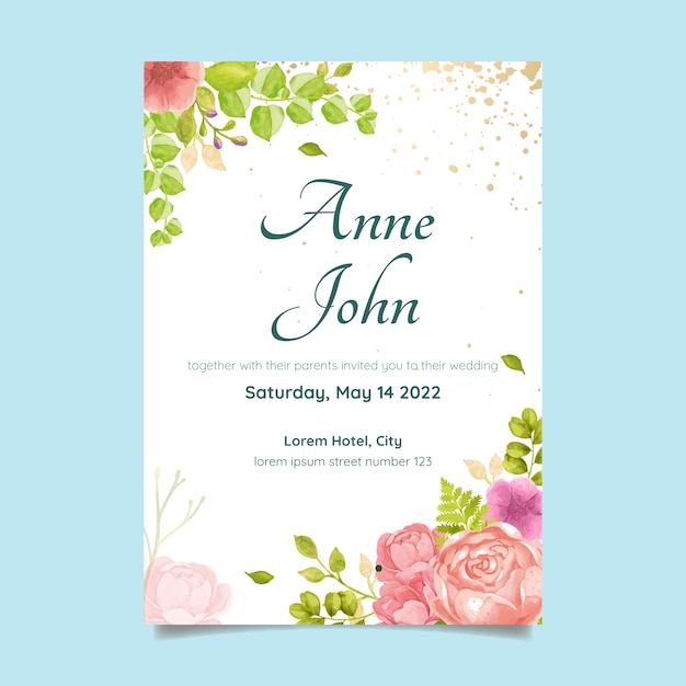 Watercolor floral wedding invitation