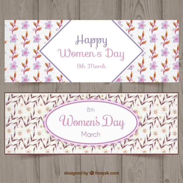 Free Vector watercolor floral women's day banners