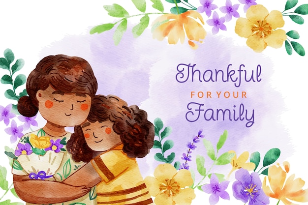 Watercolor floral world gratitude day illustration