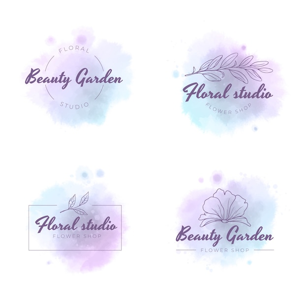 Free Vector watercolor florist job labels template