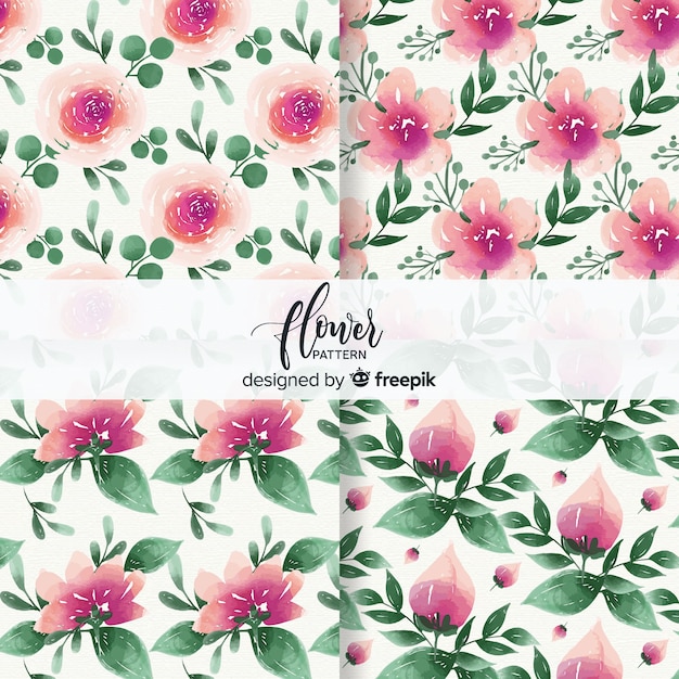 Watercolor flower pattern collection