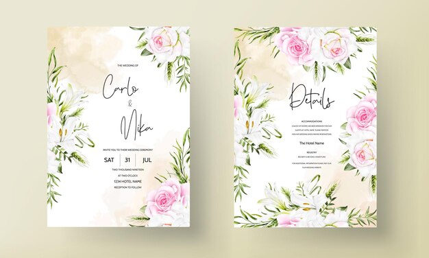 Watercolor flower wedding invitation card