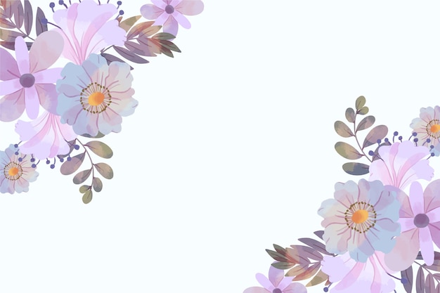 Free Vector watercolor flowers background in pastel colors