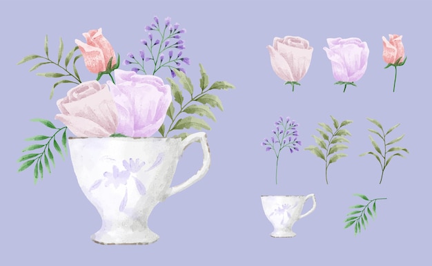 Free Vector watercolor flowers set