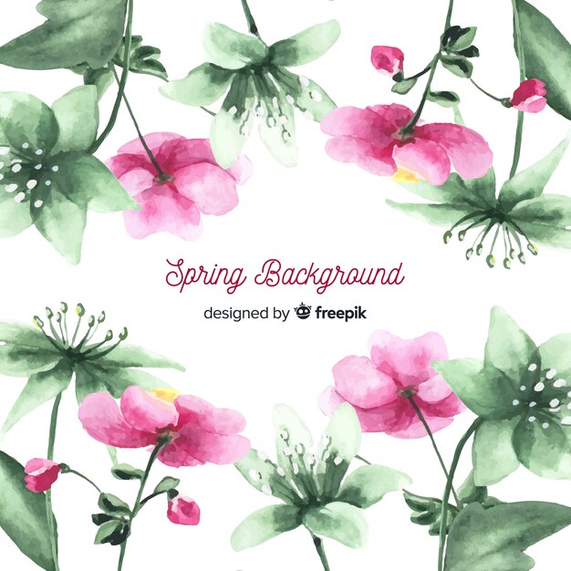 Watercolor flowers spring background