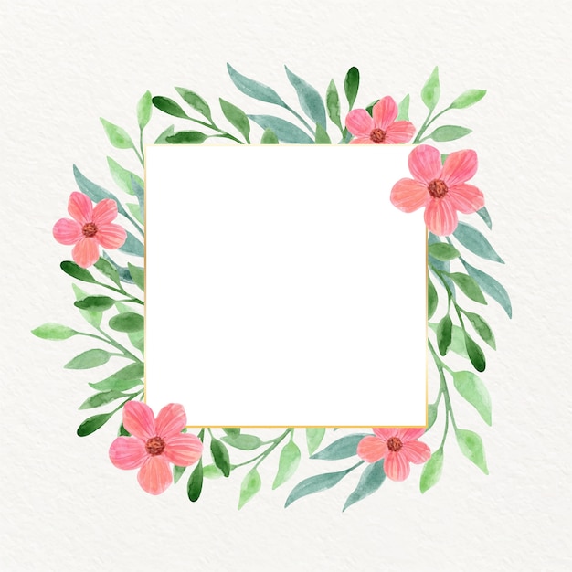 Free Vector watercolor flowers squared frame