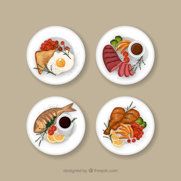 Free Vector watercolor food dish collection