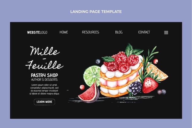 Free Vector watercolor food landing page template