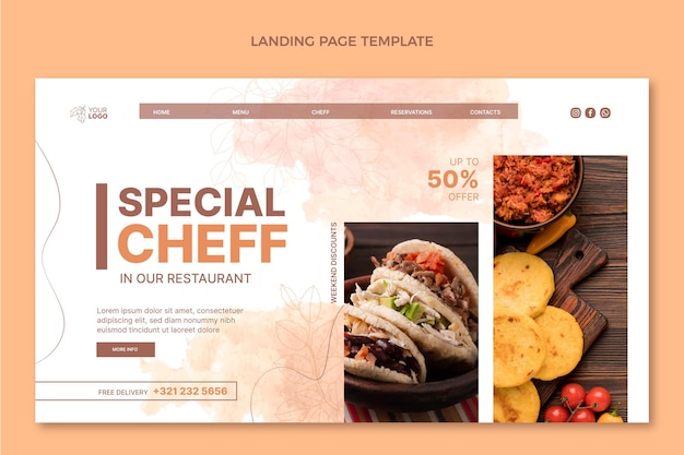 Free Vector watercolor food landing page