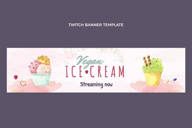 Free vector watercolor food twitch banner