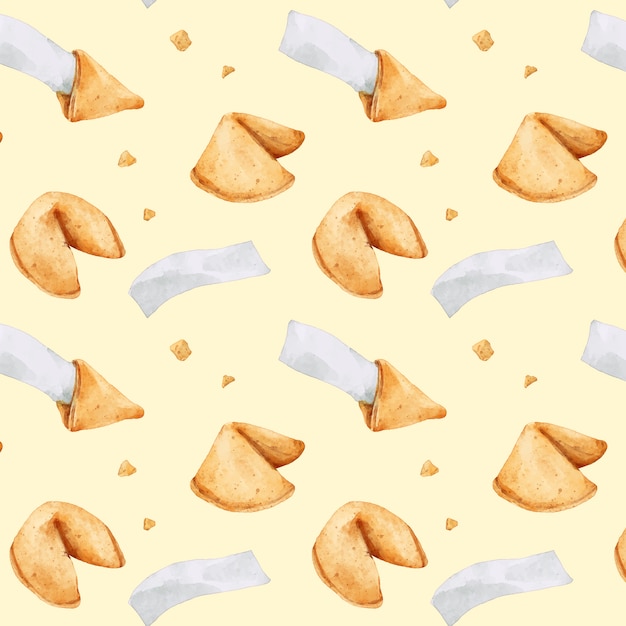 Watercolor fortune cookie pattern