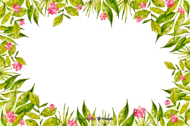 Watercolor frame with flowers background