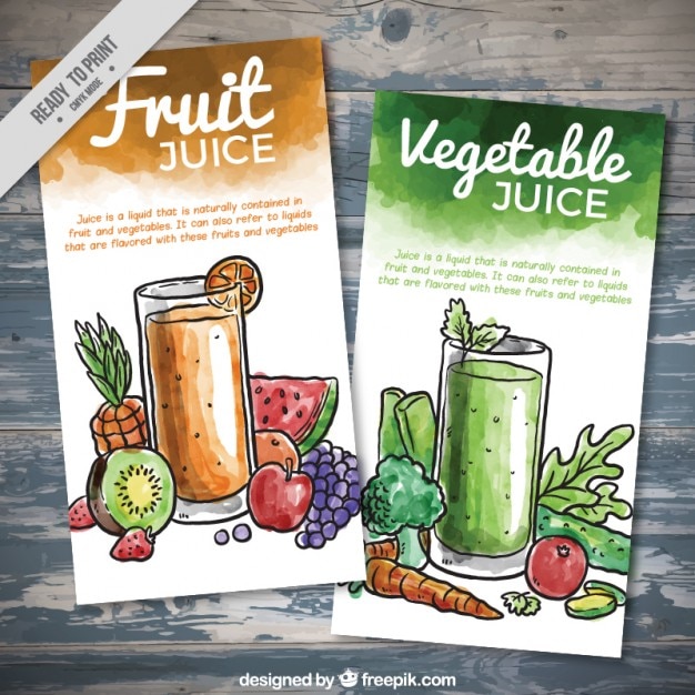 Free Vector watercolor fruit and vegetable juice flyers