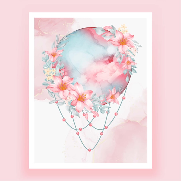 Free vector watercolor full moon pink peach lily flower