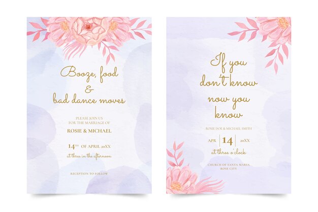 Watercolor funny wedding invitations