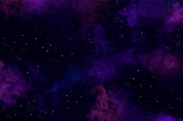 Free Vector watercolor galaxy background with stars