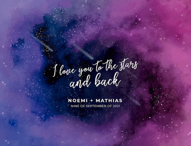 Free vector watercolor galaxy wedding invitation template