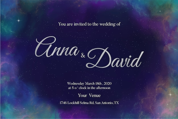 Free Vector watercolor galaxy wedding invitation