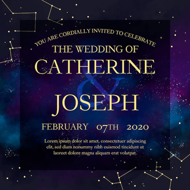 Free Vector watercolor galaxy wedding invitation