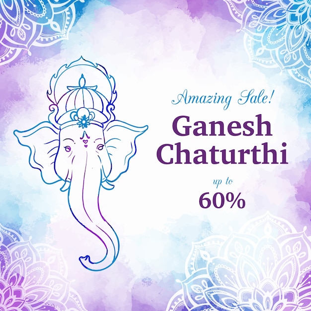 Free vector watercolor ganesh chaturthi sale banner