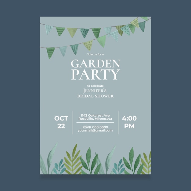 Free Vector watercolor garden party invitation design