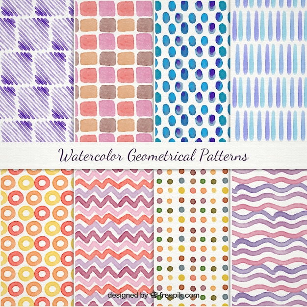 Watercolor geometrical patterns pack