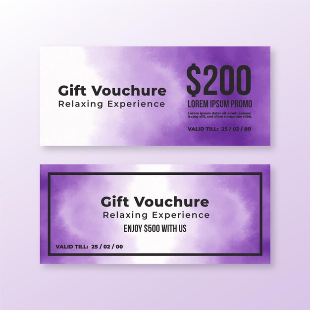 Watercolor gift voucher template