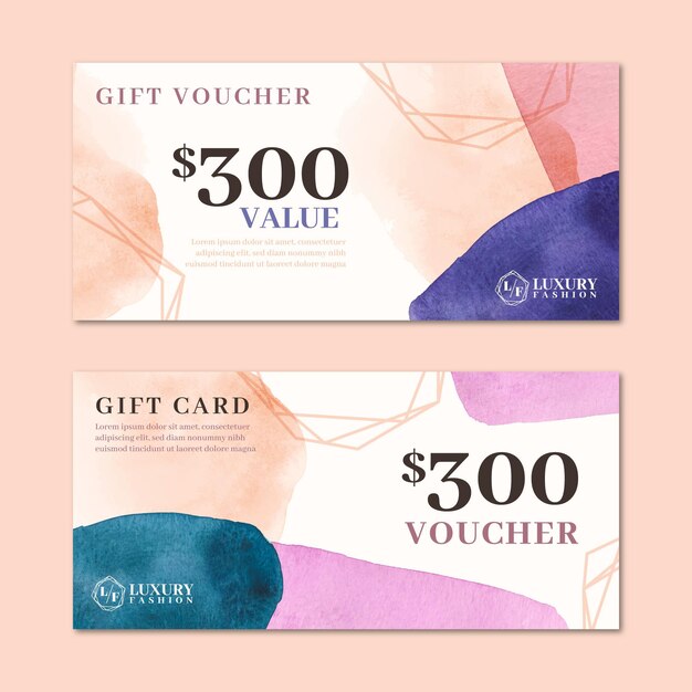 Watercolor gift voucher template