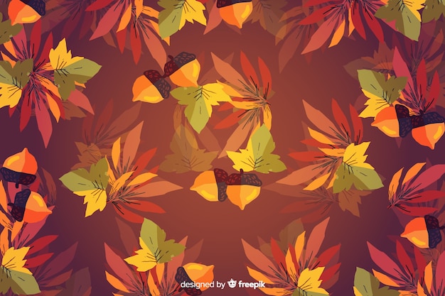 Watercolor gradient autumn leaves background