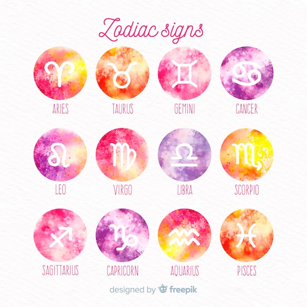 Watercolor gradient zodiac sign collection