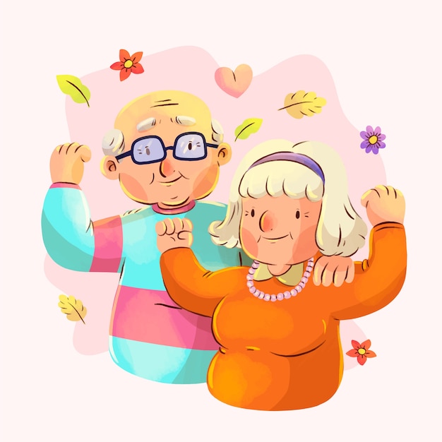 Free Vector watercolor grandparents day illustration