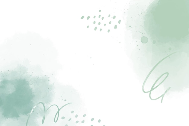 Watercolor green abstract shapes background