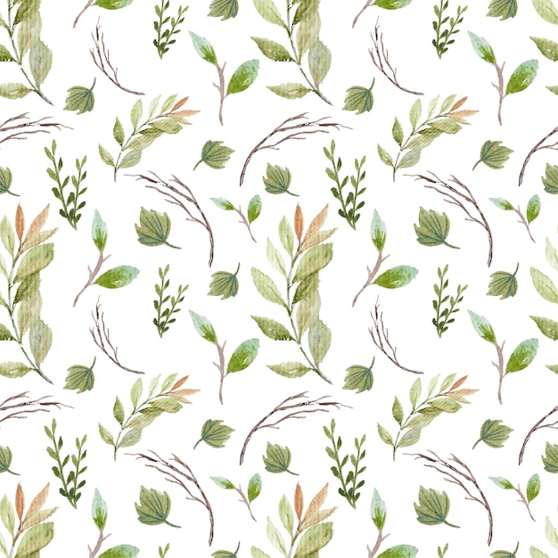 Watercolor Green Foliage Seamless Pattern