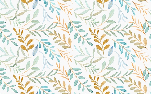 Watercolor green leaves seamless pattern