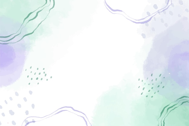 Watercolor green and purple shapes background