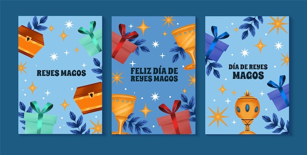 Watercolor greeting cards collection for reyes magos