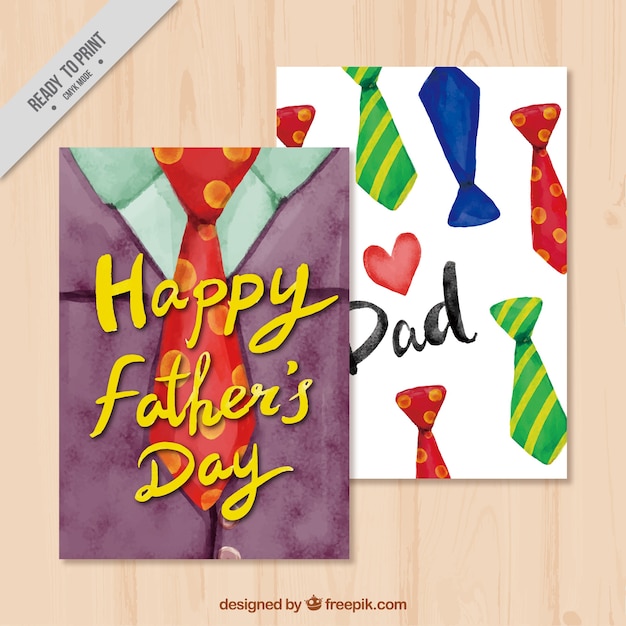 Free Vector watercolor greeting cards for father's day