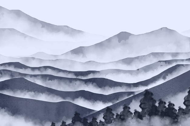 Free Vector watercolor grey mountains background