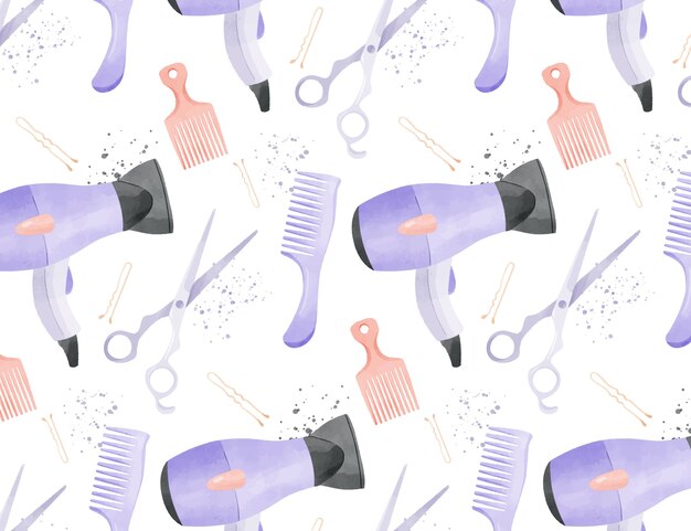 Watercolor hairdresser pattern design